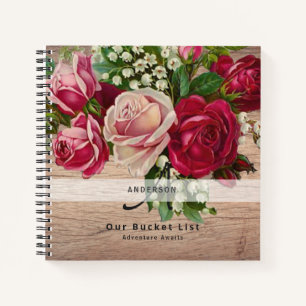 Newlyweds BUCKET LIST Keepsake Vintage Roses Notebook