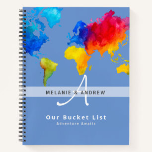 Newlyweds BUCKET LIST World Travel Map Theme Notebook