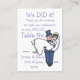 Newlyweds Cartoon Art Reception Table Place Card