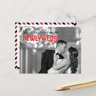 Newlyweds Christmas Holiday Photo Postcards