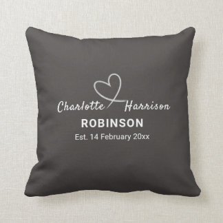 Newlyweds Couples Wedding Date Personalized Throw Pillow