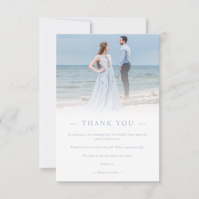Newlyweds Custom Photo Transparency Simple Script Thank You Card (Front)