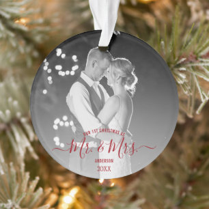 Newlyweds First Christmas Simple Photo Ornament
