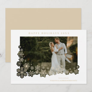 Newlyweds First Christmas Snowflakes Frame Photo