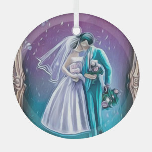 Newlyweds Glass Ornament