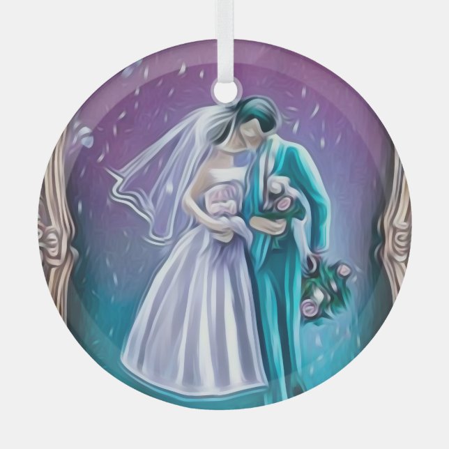Newlyweds Glass Ornament (Front)