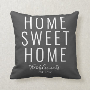 Newlyweds Home Sweet Home Grey Established Year Throw Pillow