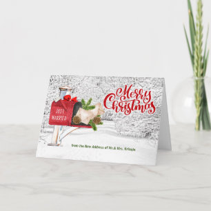 Newlyweds Just Married New Address Christmas Holiday Card