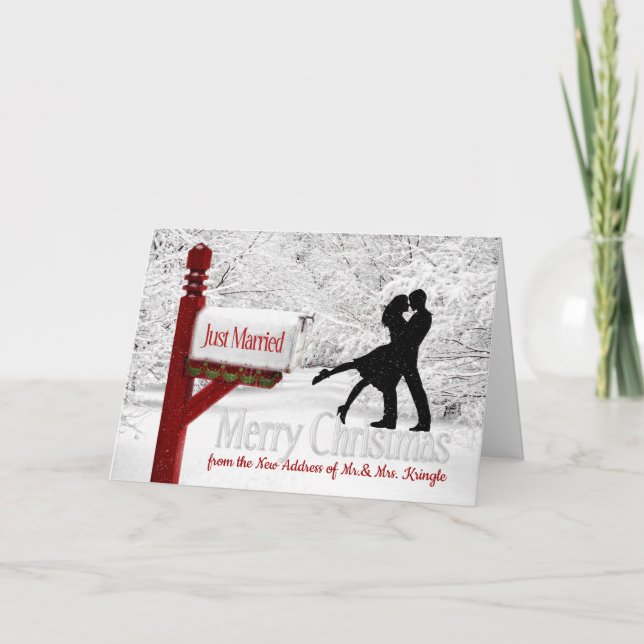 Newlyweds Just Married New Address | Christmas Holiday Card (Front)