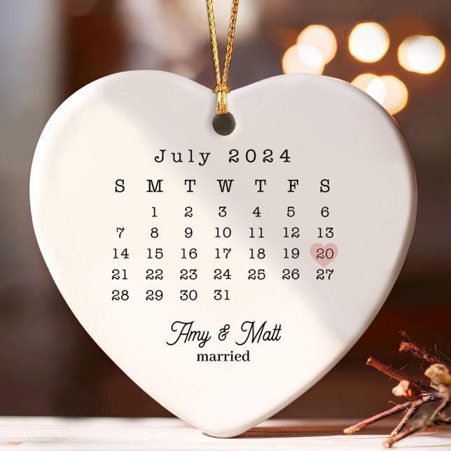 Newlyweds Just Married Ornament Wedding Date Photo (Creator Uploaded)