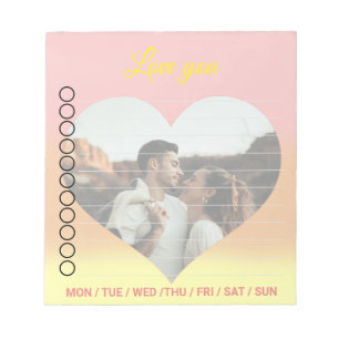 Newlyweds Love & Care Heart Shape Photo Notepad