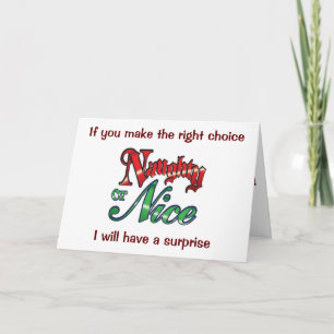 NEWLYWEDS=MAKE THE DECISION "NAUGHTY OR NICE" HOLIDAY CARD