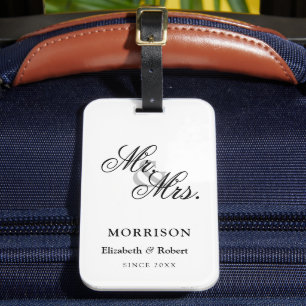 Newlyweds Monogram Elegant Minimalist Luggage Tag