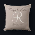 Newlyweds monogrammed Throw Pillow<br><div class="desc">A wonderful personalized wedding gift,  monogrammed with the couples names and date.  Also a nice anniversary gift.</div>