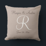 Newlyweds monogrammed Throw Pillow<br><div class="desc">A wonderful personalized wedding gift,  monogrammed with the couples names and date.  Also a nice anniversary gift.</div>