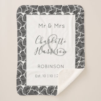 Newlyweds Mr and Mrs Personalized Wedding Gift Sherpa Blanket