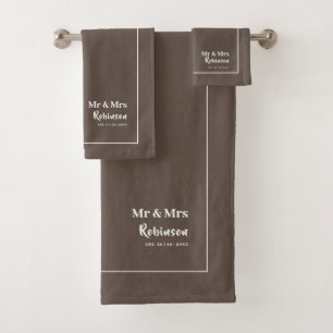 Newlyweds Mr & Mrs Personalized Bath Towel Set