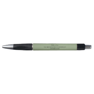 Newlyweds Name Typography Sage Green Wedding Favou Pen