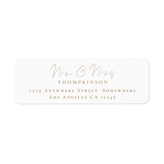 Newlyweds Script Mr Mrs Gold Return Name Address (Front)