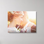 Newlyweds Wedding Custom Photo Love script  Canvas Print<br><div class="desc">Celebrate the love between you and your partner with our Newlyweds Wedding Custom Photo Love Script Canvas Print. This beautiful canvas allows you to customize it with your favourite wedding photo, capturing the essence of your special day. The canvas features an elegant and trendy font, creating the word "Love" in...</div>