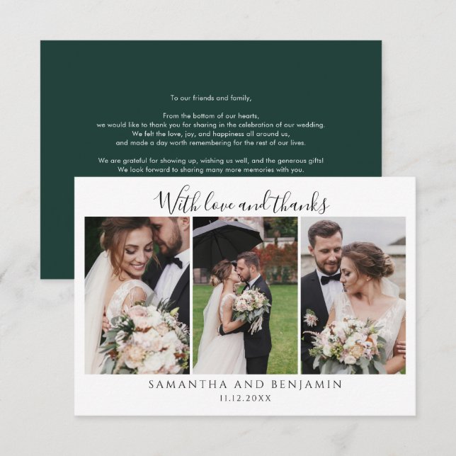 Newlyweds Wedding Day Photo Collage Thank You Card (Front/Back)