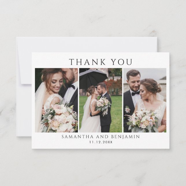 Newlyweds Wedding Day Photos Thank You Card (Front)