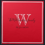 Newlyweds Wedding Gift Monogram Script Modern Chic Napkin<br><div class="desc">Newlyweds Wedding Gift Monogram Script Modern Chic Cloth Napkin. Personalized white monogram design, with charcoal grey lettering, and the newlywed bride and groom's last name and date established on a rich red background. A keepsake gift for newlyweds. Lovely for their new life together. Also makes a beautiful housewarming gift. Click...</div>