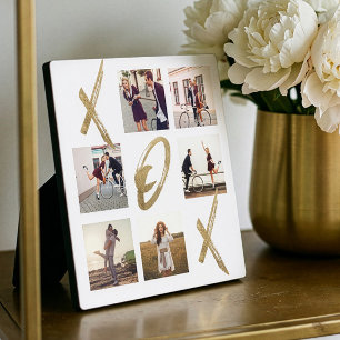 Newlyweds X O X Hugs & Kisses Photo Grid Collage Plaque