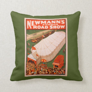 Newmann's Famous Magic Road Tent Show Poster Throw Pillow