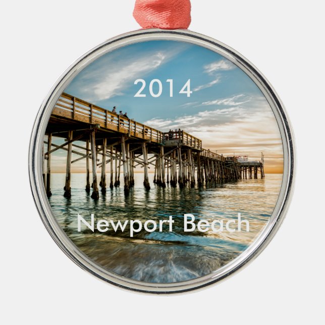 Newport Beach Balboa Pier Metal Ornament (Front)