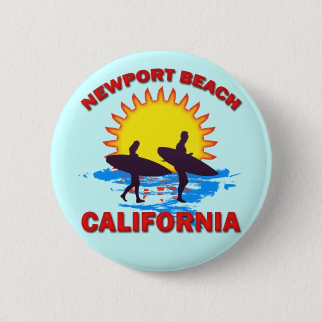 NEWPORT BEACH CALIFORNIA 2 INCH ROUND BUTTON (Front)