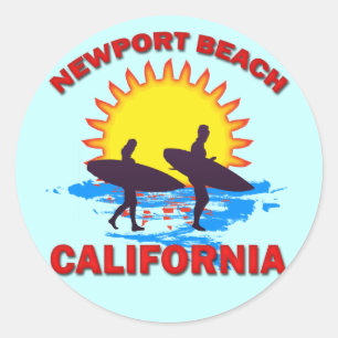 NEWPORT BEACH CALIFORNIA CLASSIC ROUND STICKER