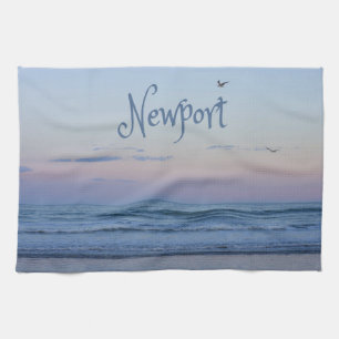 Newport Beach California Ocean Sunrise Blue Kitchen Towel