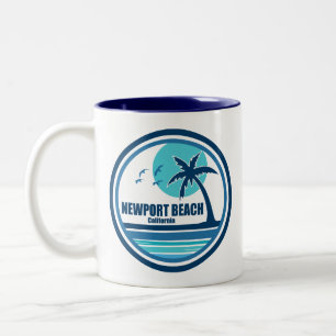 Newport Beach California Palm Tree Birds Two-Tone Coffee Mug