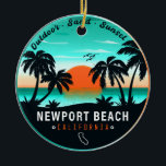 Newport Beach California Retro Sunset Souvenir 80s Ceramic Ornament<br><div class="desc">Newport Beach California Retro Sunset Souvenir 60s. Newport Beach California Tropical Retro Sunset design. Indulge in the nostalgia of Newport Beach with our vintage souvenir, designed specifically for seaside vacationers. Reminiscent of a bygone era, this design encapsulates the tranquillity and beauty of the cove, serving as a delightful reminder of...</div>