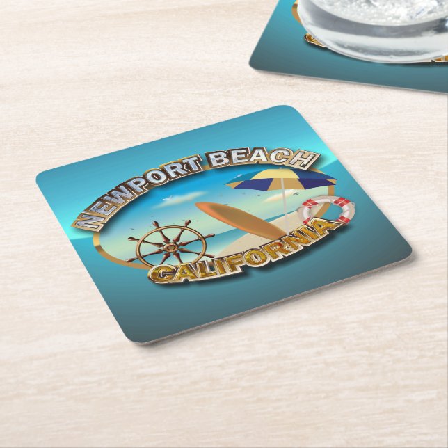 Newport Beach, California Square Paper Coaster (Angled)
