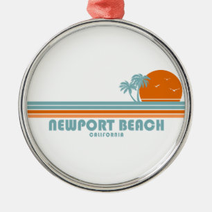 Newport Beach California Sun Palm Trees Metal Ornament