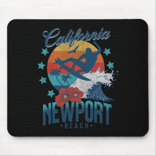 Newport Beach California Surfing Vintage Vacation Mouse Pad