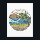 Newport Beach California Vintage Postcard<br><div class="desc">Newport Beach hand drawn illustration with mountains and ocean waves in the background. Perfect for anyone who loves to visit Newport Beach.</div>