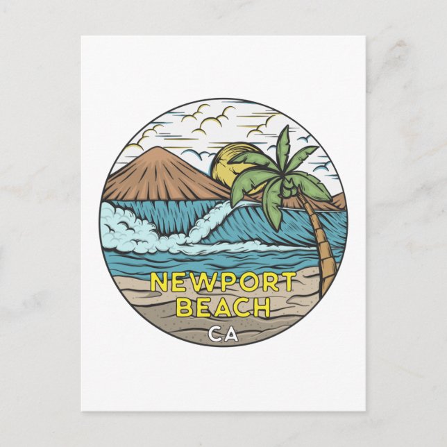 Newport Beach California Vintage Postcard (Front)