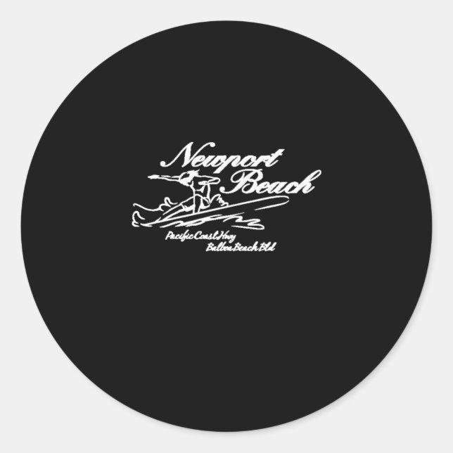 newport beach classic round sticker (Front)