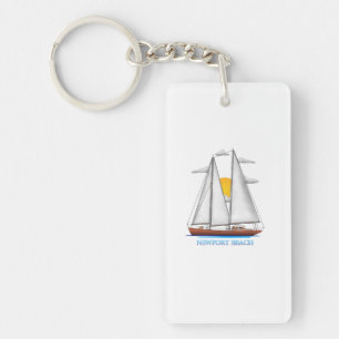 Newport Beach Coastal Nautical Sailing Sailor Keychain