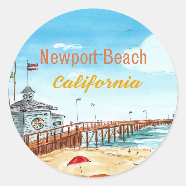 Newport Beach Pier Sticker (Front)