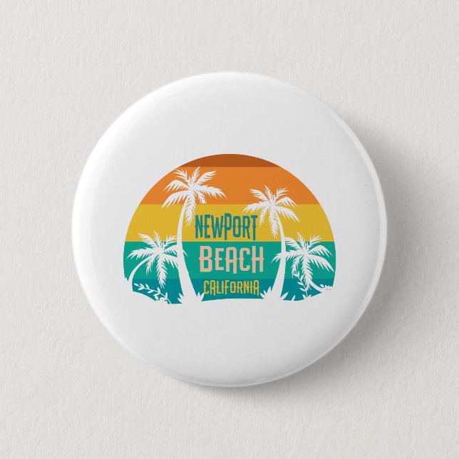 Newport Beach Retro 2 Inch Round Button (Front)