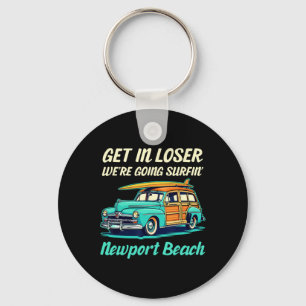 Newport Beach Surf California Girl Women Men Vinta Keychain