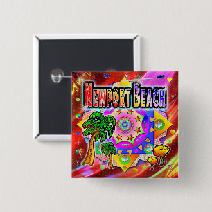 Newport Beach Tropical Friends Button