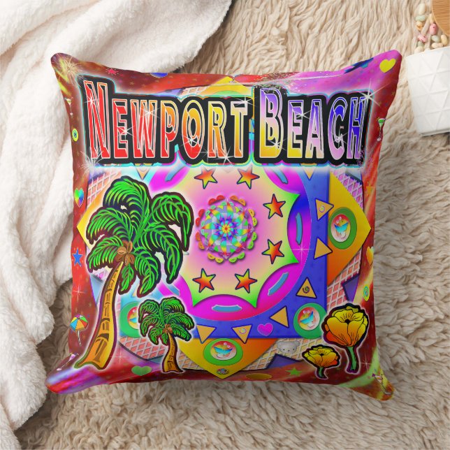 Newport Beach Tropical Friends Pillow (Blanket)