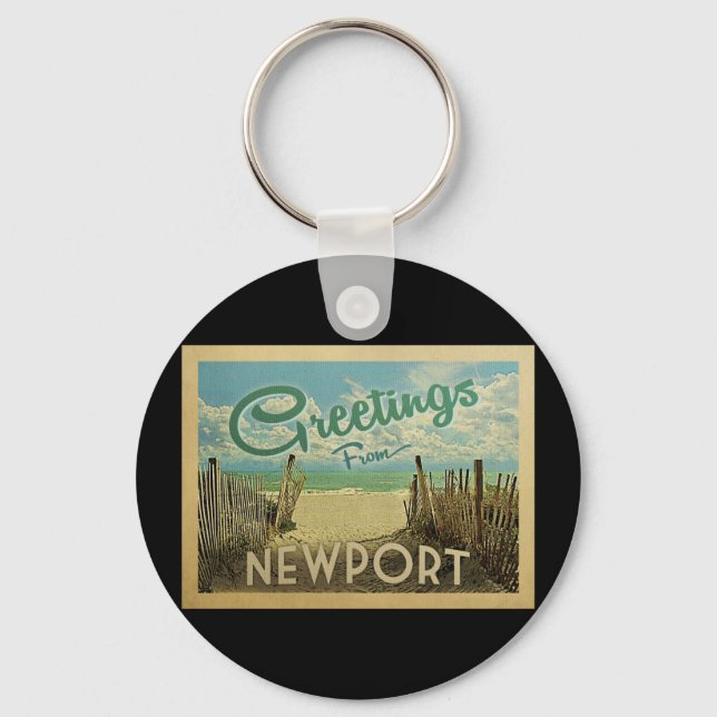 Newport Beach Vintage Travel Keychain (Front)