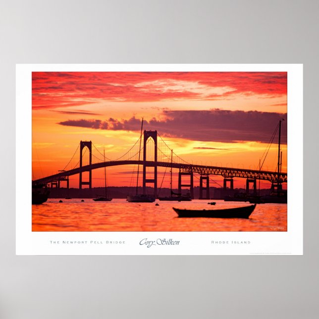Newport Bridge at Sunset Poster (Front)
