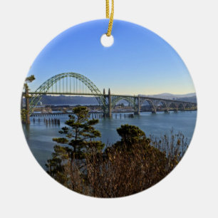 Newport Bridge over Yaquina Bay Ceramic Ornament